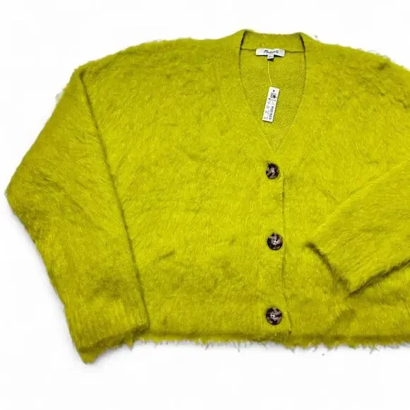 Madewell Brushed Fuzzy Alpaca Wool Cardigan Cropped Sweater Womens Small NWT - Picture 3 of 7